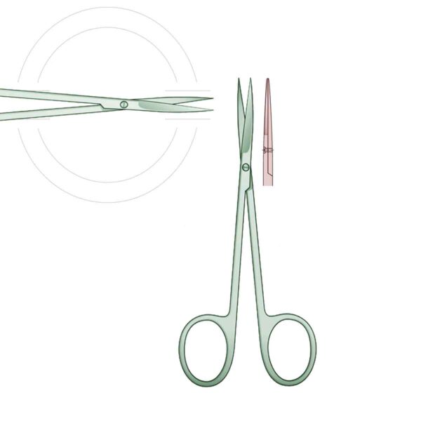 Tijera iris recta con parte activa en punta para retirar o cortar hilos de sutura fabricadas en acero inoxidable excelente calidad tamaño 11,5 cm.